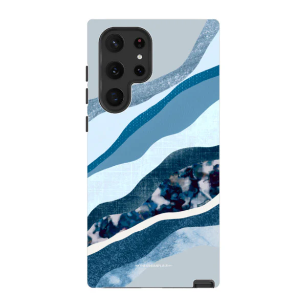 Baby Blue Abstract Layers Tough Phone Case - Image 78