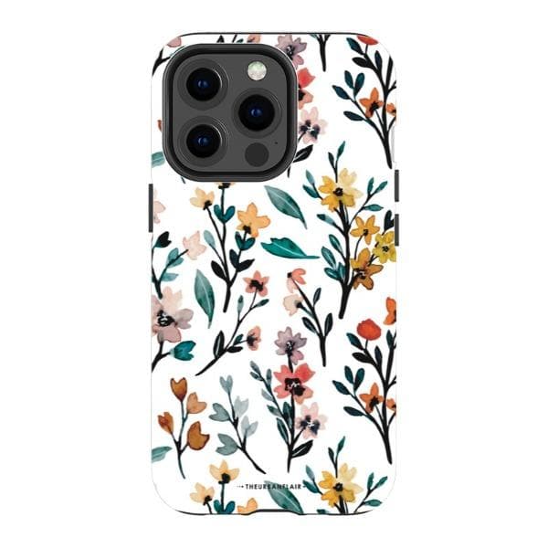Cute Fall Watercolor Flowers Tough Phone Case - Image 3