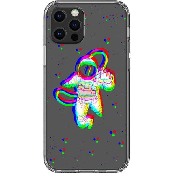 Glitch Floating Astronaut Clear Phone Case - Image 11