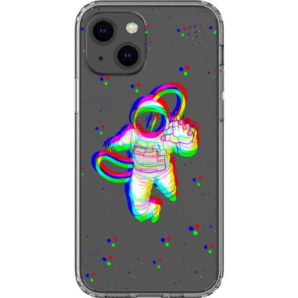 Glitch Floating Astronaut Clear Phone Case - Image 9