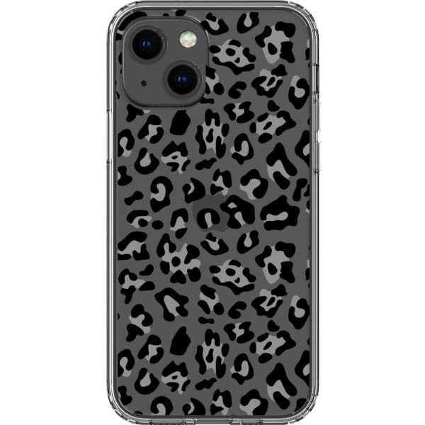 Grey Leopard Animal Print Clear Phone Case - Image 12