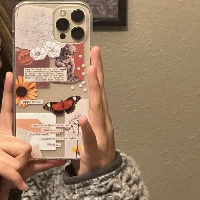 Just Be Happy Aesthetic Collage Clear Phone Case - Image 10