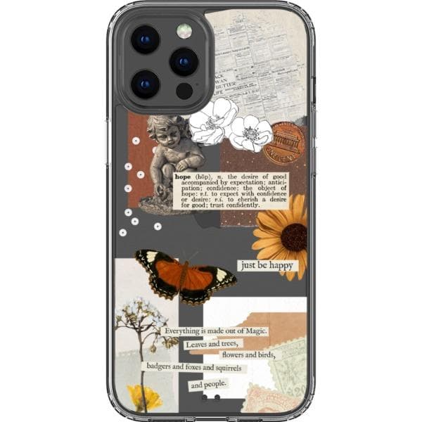Just Be Happy Aesthetic Collage Clear Phone Case - Image 23
