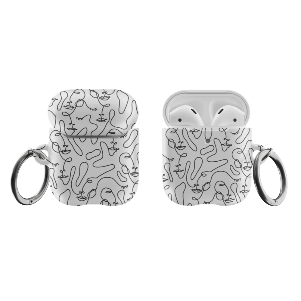 Minimal Line Art Faces Airpods Case - Image 10
