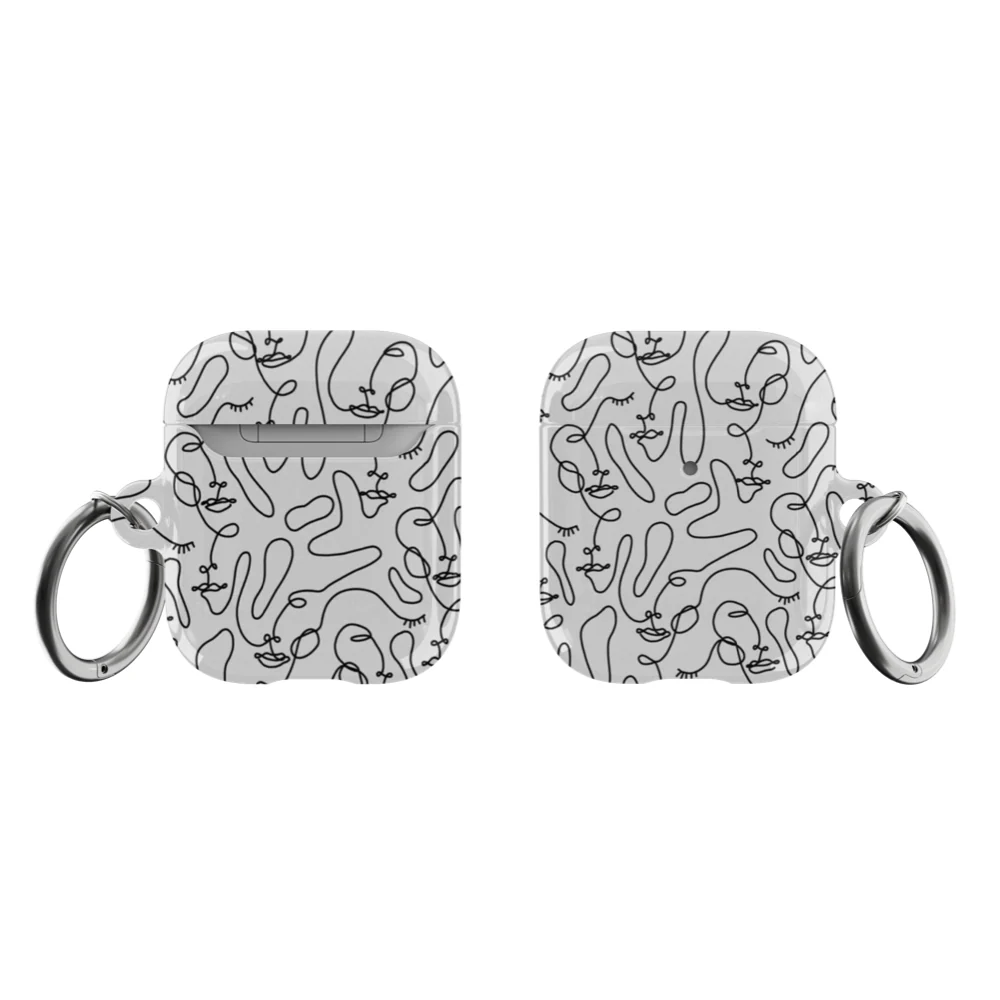 Minimal Line Art Faces Airpods Case - Image 3