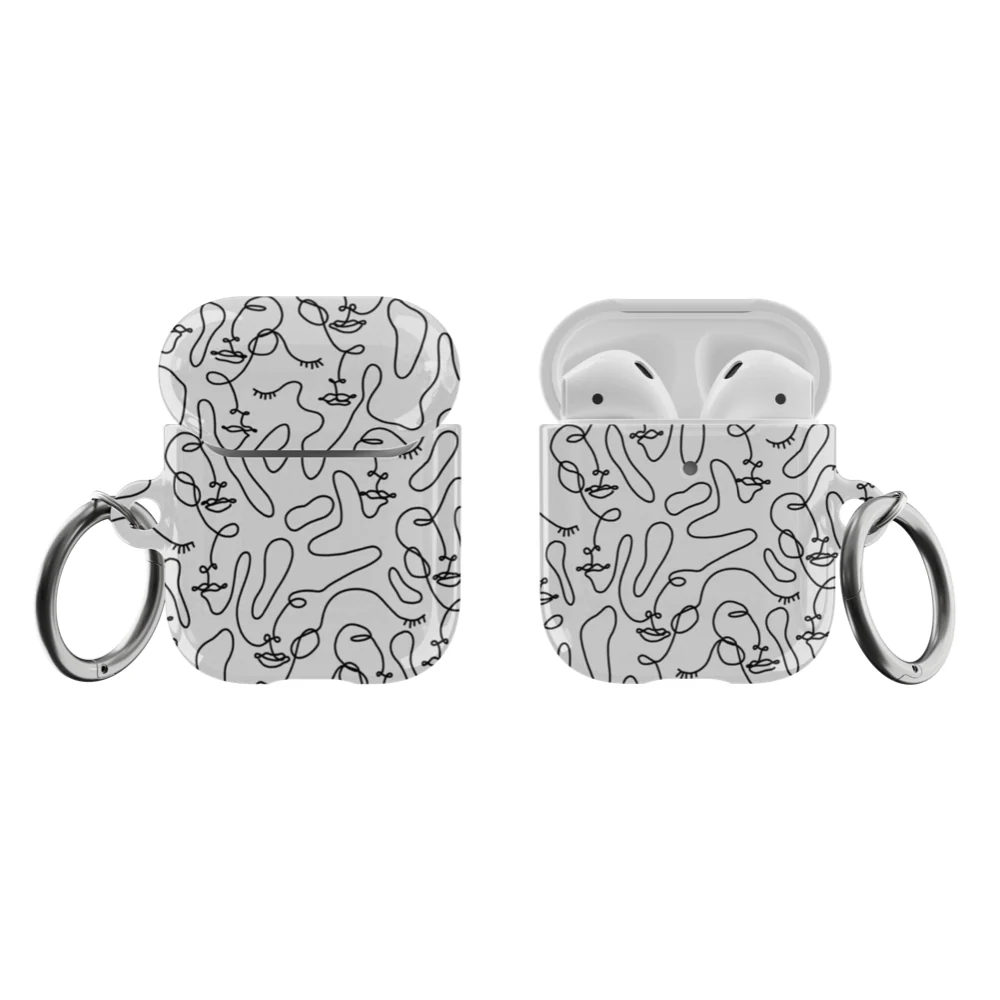 Minimal Line Art Faces Airpods Case - Image 4