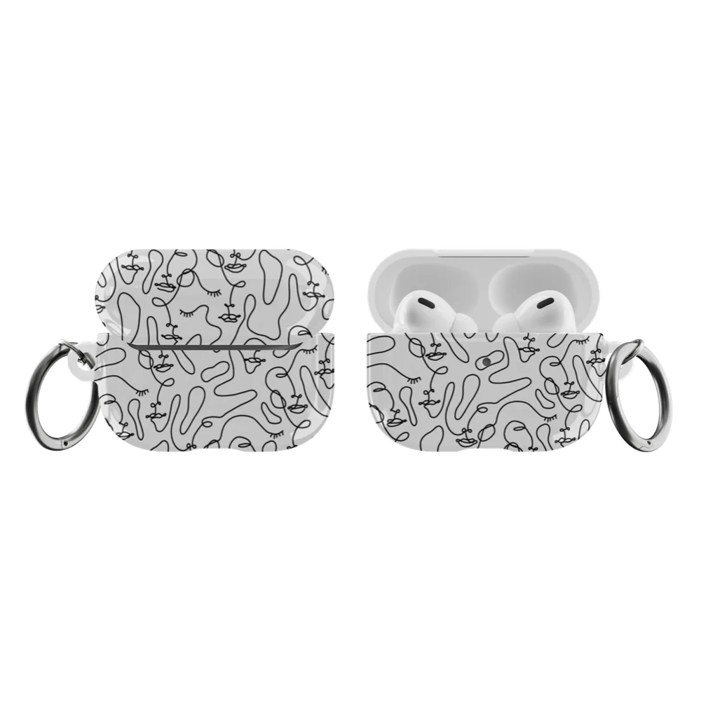 Minimal Line Art Faces Airpods Case - Image 8