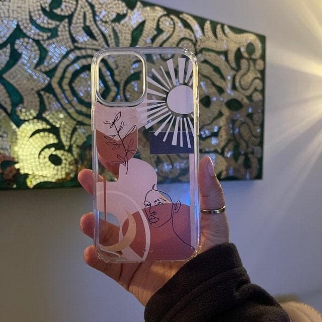 Modern Line Art Collage Clear Phone Case - Image 25