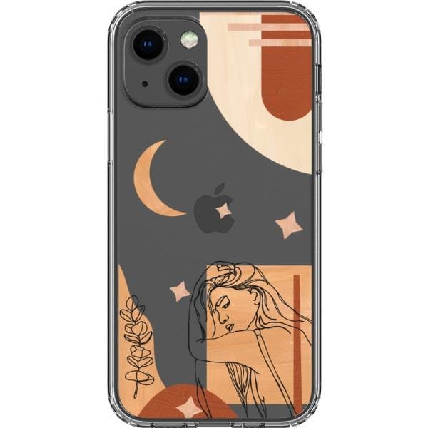 Modern Moon Line Art Collage Clear Phone Case - Image 12