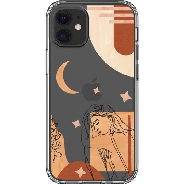 Modern Moon Line Art Collage Clear Phone Case - Image 16