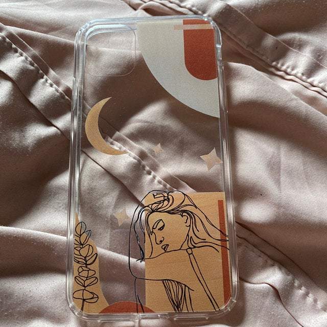 Modern Moon Line Art Collage Clear Phone Case - Image 8