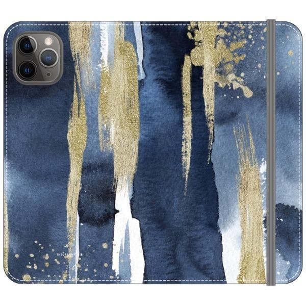 Navy Gold Watercolor Wallet Phone Case - Image 11