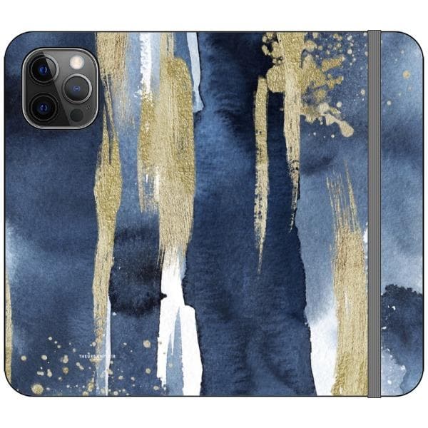 Navy Gold Watercolor Wallet Phone Case - Image 8