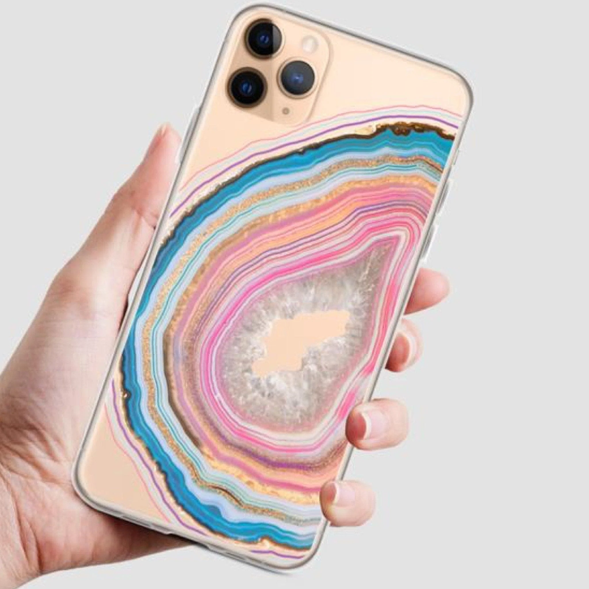 Pastel Geode Clear Phone Case - Image 8
