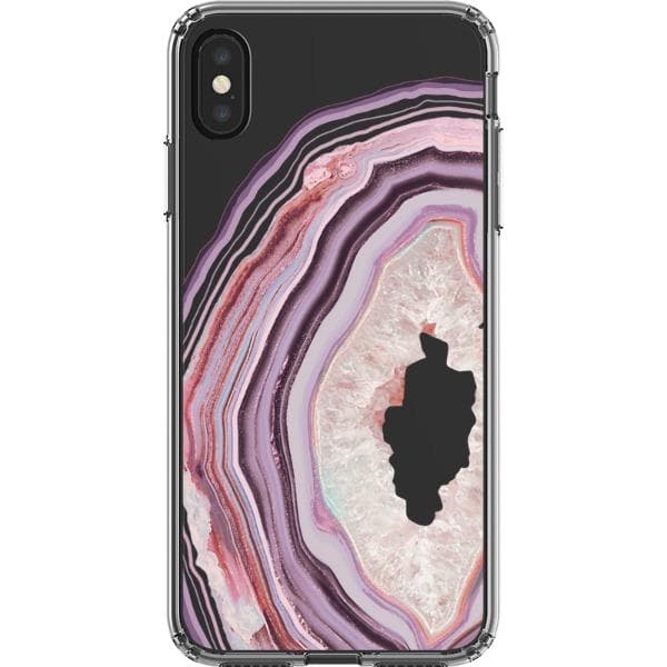 Pink Lilac Agate Geode Slice Clear Phone Case - Image 15
