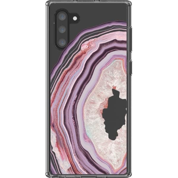 Pink Lilac Agate Geode Slice Clear Phone Case - Image 25
