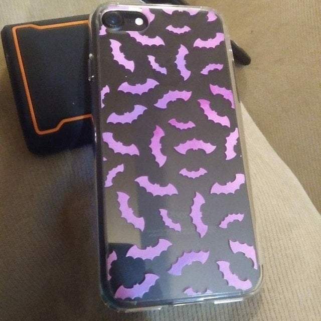 Purple Bats Clear Phone Case - Image 8