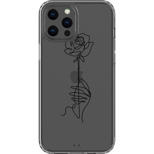 Rose Line Art Clear Phone Case - Image 12