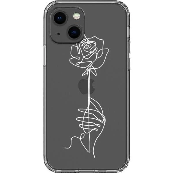 Rose Line Art Clear Phone Case - Image 9