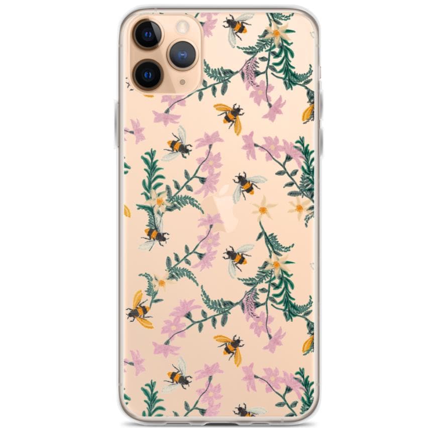 Stitched Bees Clear Phone Case - Image 4