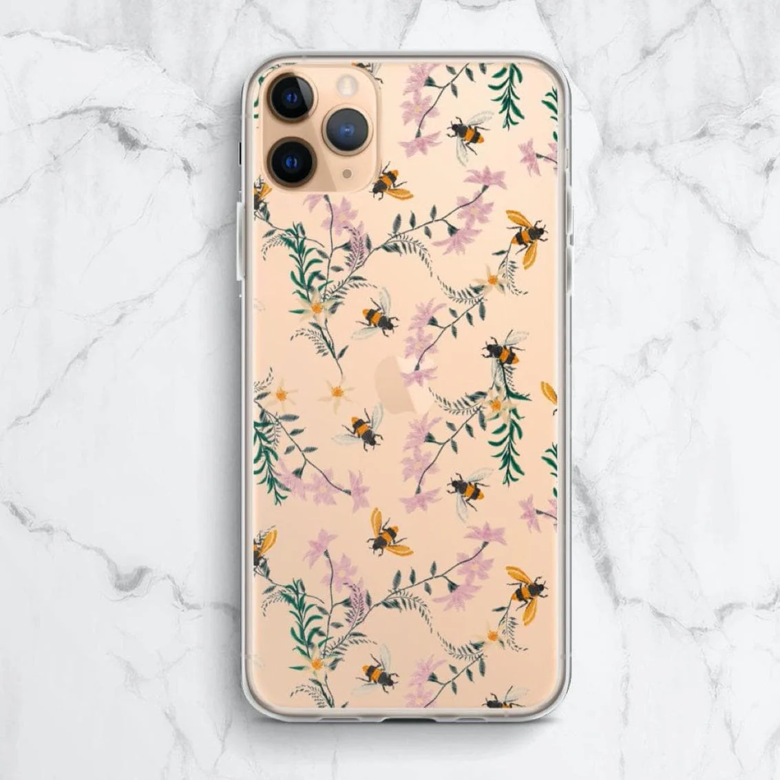 Stitched Bees Clear Phone Case - Image 8