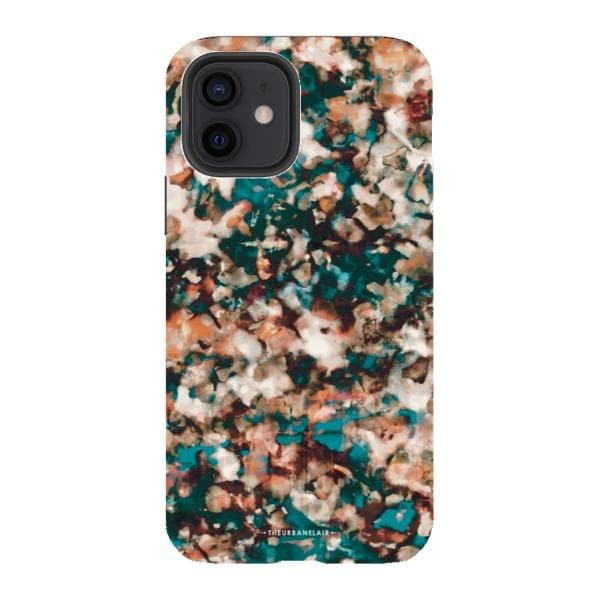 Teal Cream Tortoise Shell Print Tough Phone Case - Image 14