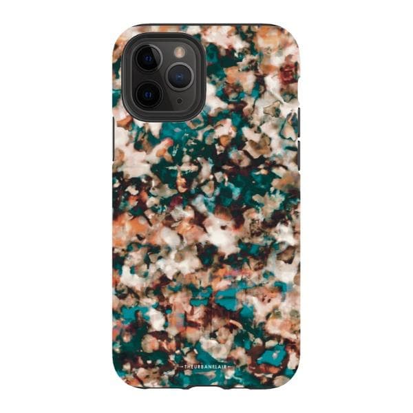 Teal Cream Tortoise Shell Print Tough Phone Case - Image 19