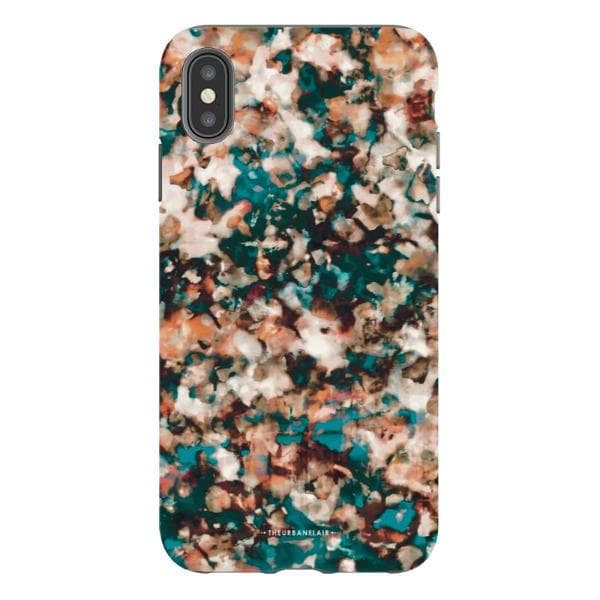 Teal Cream Tortoise Shell Print Tough Phone Case - Image 24