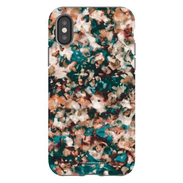 Teal Cream Tortoise Shell Print Tough Phone Case - Image 27