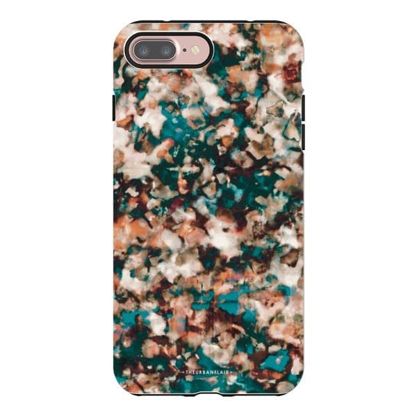 Teal Cream Tortoise Shell Print Tough Phone Case - Image 29