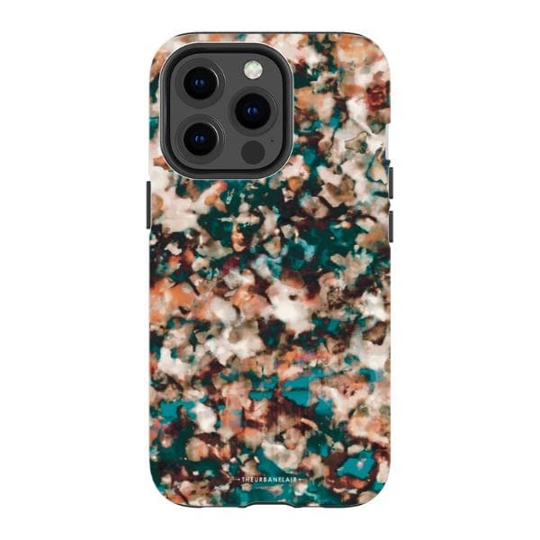 Teal Cream Tortoise Shell Print Tough Phone Case - Image 3
