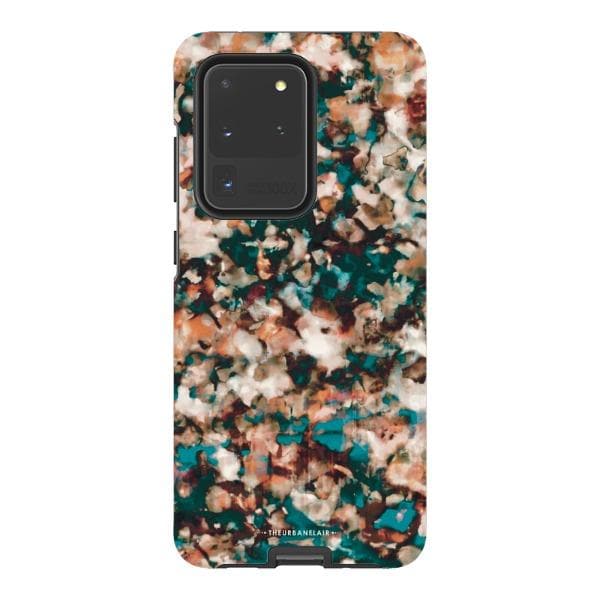 Teal Cream Tortoise Shell Print Tough Phone Case - Image 32