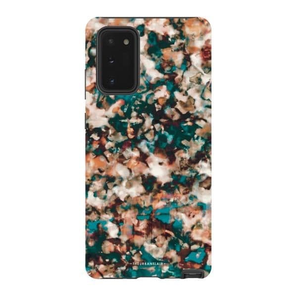 Teal Cream Tortoise Shell Print Tough Phone Case - Image 36