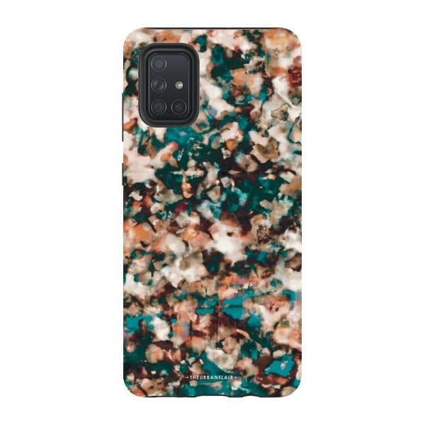 Teal Cream Tortoise Shell Print Tough Phone Case - Image 47