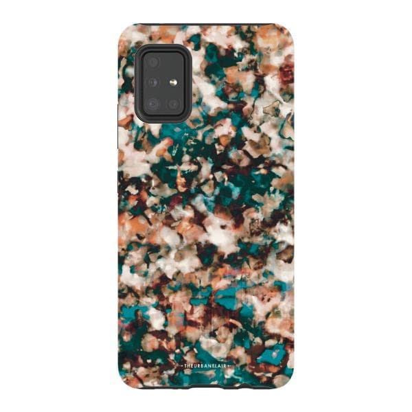 Teal Cream Tortoise Shell Print Tough Phone Case - Image 48