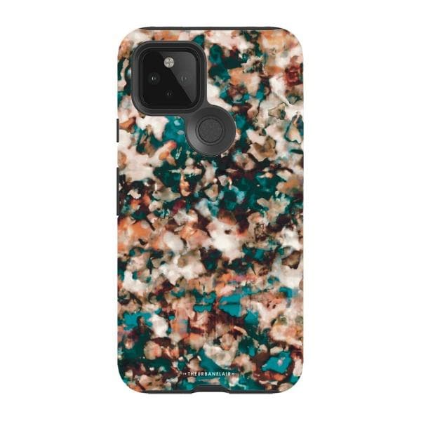 Teal Cream Tortoise Shell Print Tough Phone Case - Image 52