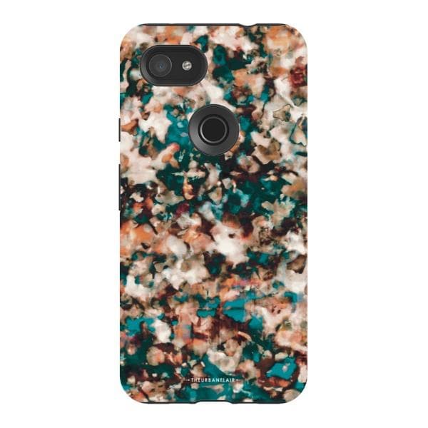 Teal Cream Tortoise Shell Print Tough Phone Case - Image 54