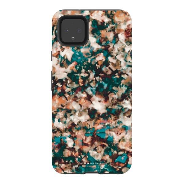 Teal Cream Tortoise Shell Print Tough Phone Case - Image 56