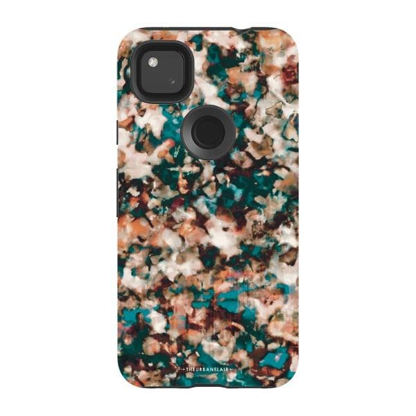 Teal Cream Tortoise Shell Print Tough Phone Case - Image 58