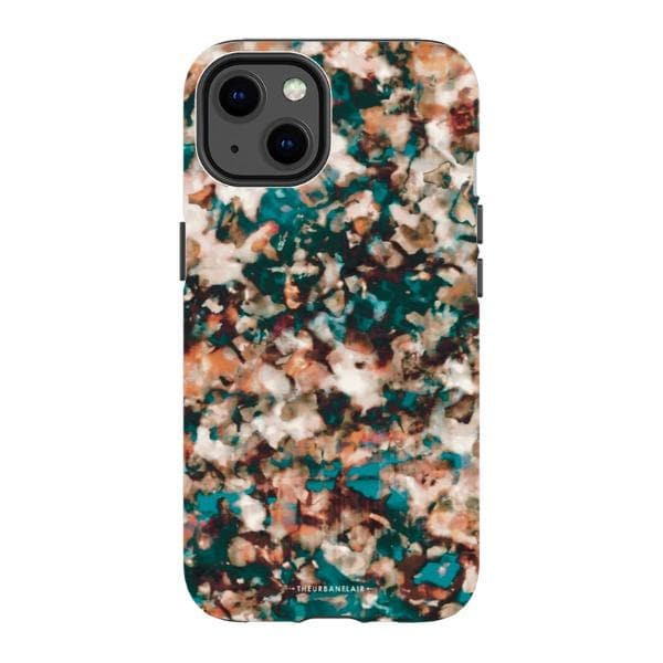 Teal Cream Tortoise Shell Print Tough Phone Case - Image 6