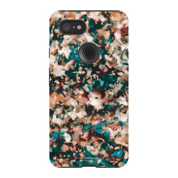 Teal Cream Tortoise Shell Print Tough Phone Case - Image 63