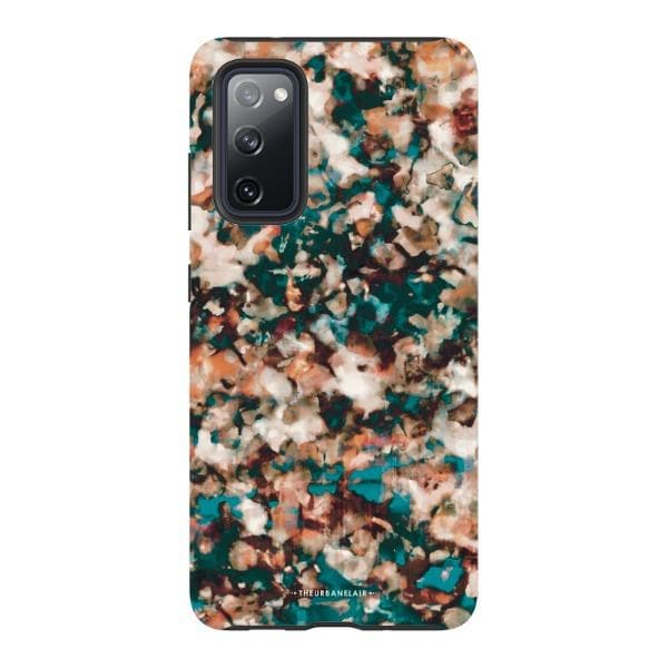 Teal Cream Tortoise Shell Print Tough Phone Case - Image 69