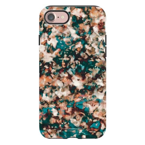 Teal Cream Tortoise Shell Print Tough Phone Case - Image 70