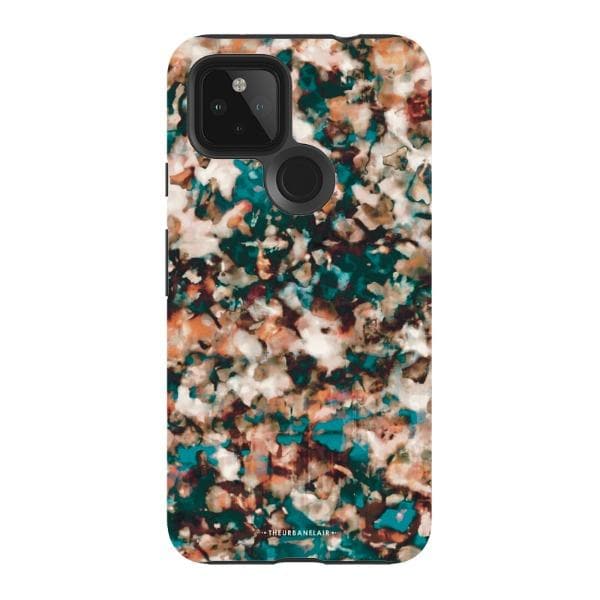 Teal Cream Tortoise Shell Print Tough Phone Case - Image 71