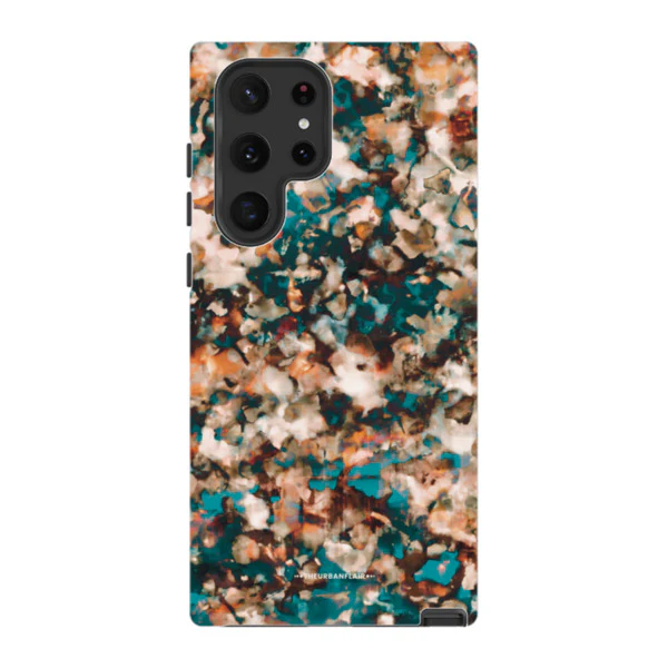 Teal Cream Tortoise Shell Print Tough Phone Case - Image 72