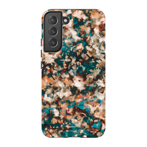 Teal Cream Tortoise Shell Print Tough Phone Case - Image 74