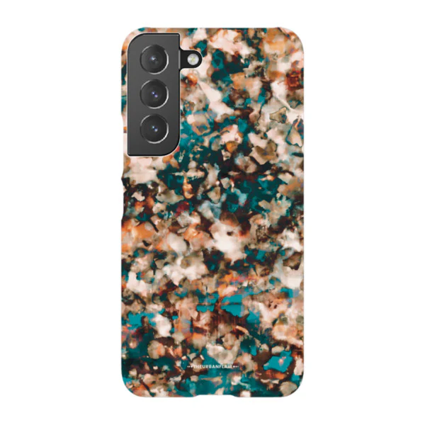 Teal Cream Tortoise Shell Print Tough Phone Case - Image 76