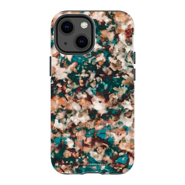 Teal Cream Tortoise Shell Print Tough Phone Case - Image 8