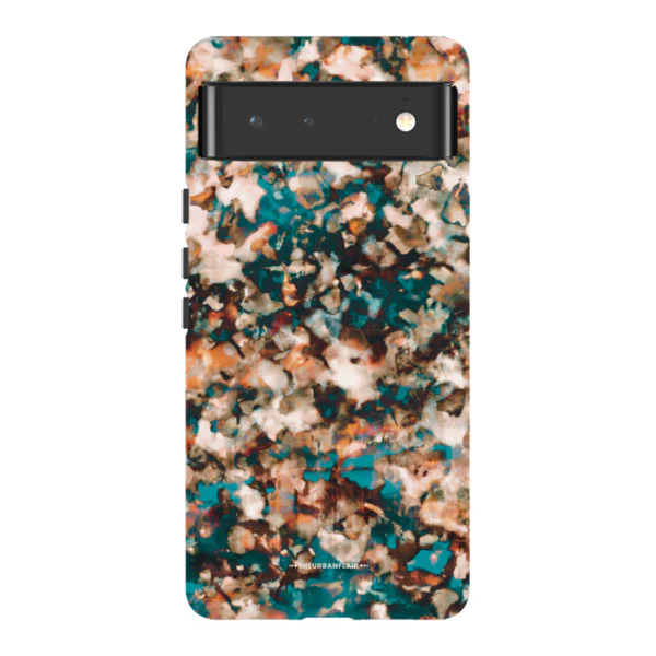 Teal Cream Tortoise Shell Print Tough Phone Case - Image 80