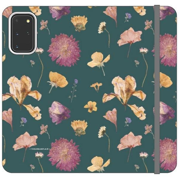 Teal Pressed Flowers Print Wallet Phone Case - Image 21